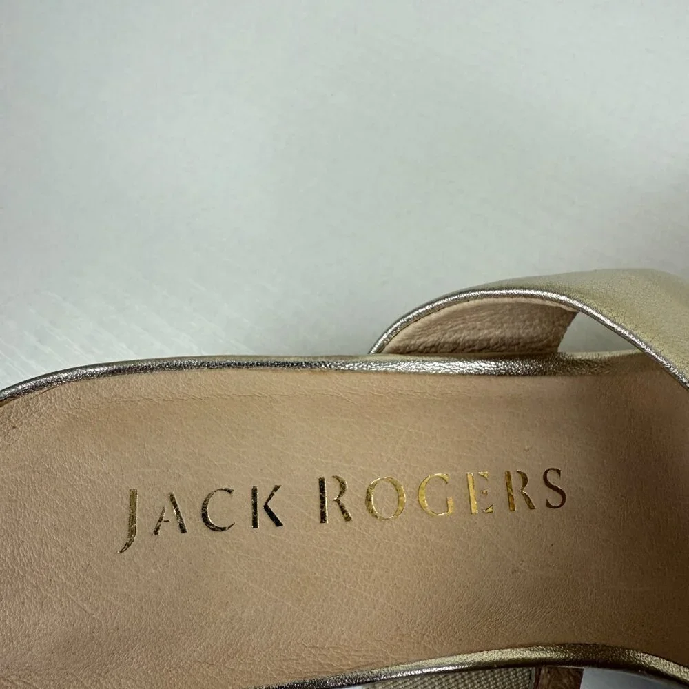 Like New Jack Rogers Heidi Mid Dress Heels Bow Strappy Gold Conquette